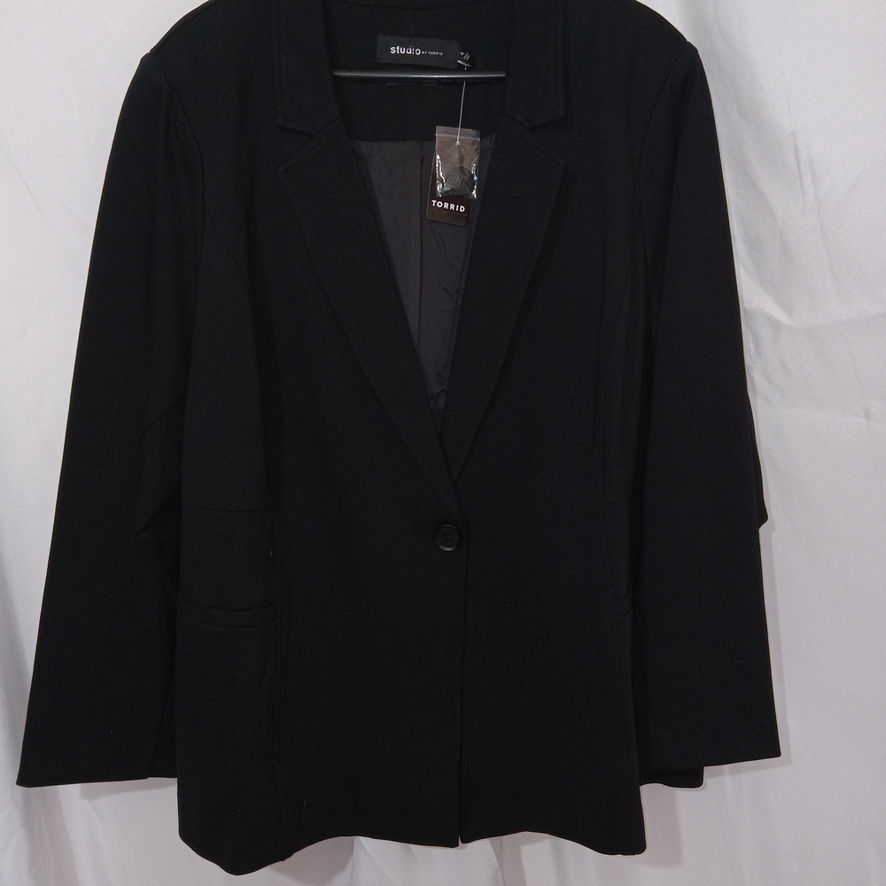 Torrid Womens Studio Ponte Tailored Fit 1 Button Blazer Jacket Size 4X NWT Black - Picture 6 of 16